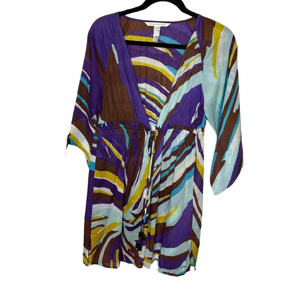 Diane von Furstenberg Multicolor Swimsuit Cover up 100% Cotton Women's Medium - Picture 1 of 7